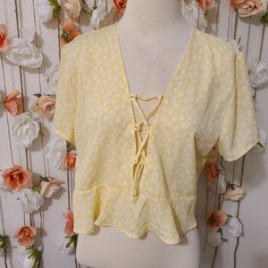 Yellow printed crop top